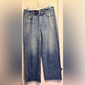 RAG & BONE Miramar Wide Leg Pants, Elastic Waistband,Cotton Terry size L